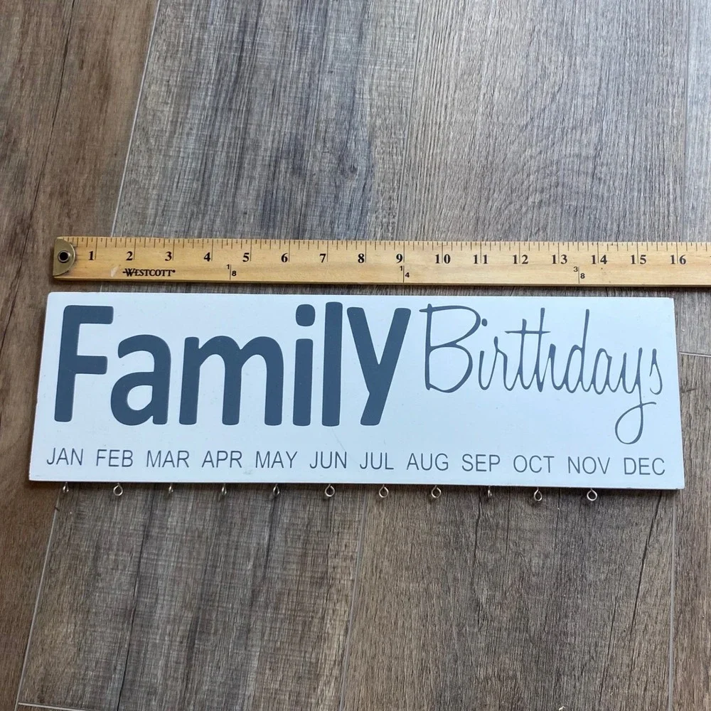 Karma and Style Family Birthdays Wooden Wall Plaque White Grey 16 Inch‎ Sign